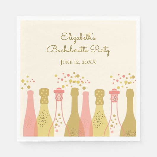 Retro Champagne Glam 1960er Junggeselinnen-Abschie Serviette (Vorderseite)