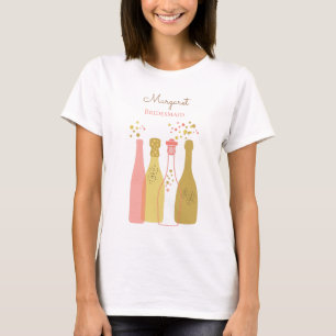 Retro Champagne Niedlich Personalisiert Bridesmaid T-Shirt
