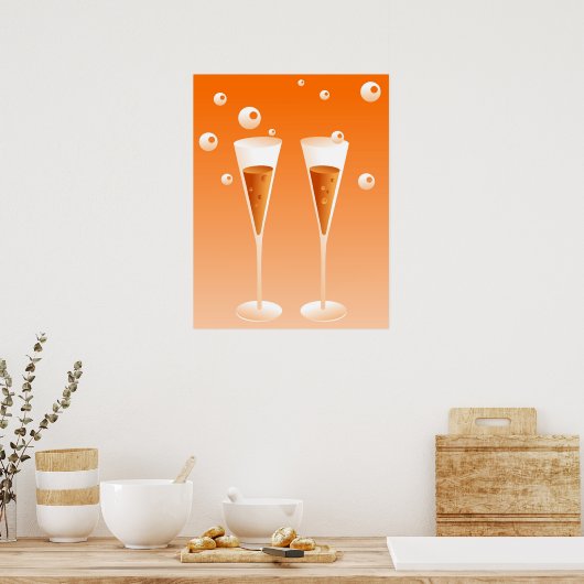 Retro Champagne Poster (Küche)