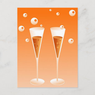 Retro Champagne Postkarte