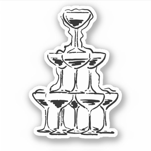 Retro Champagne Tower Wedding Aufkleber (Vorderseite)