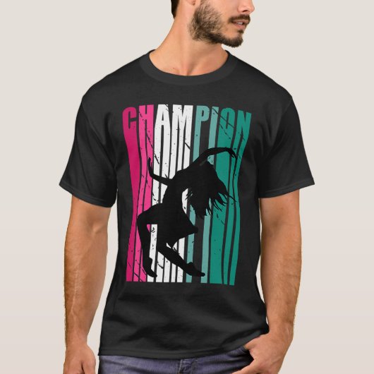 Retro Champion of Dance Silhouette farbenfroh Aqua T-Shirt (Vorderseite)