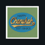 Retro Chanukkah 139 BCE Funny Blue N Green Design Serviette<br><div class="desc">Retro "Happy Chanukah EST 139 BCE", lustig blau und grün Design, Papier, moderne Servietten. Happy Chanukah/Hanukkah! Personalisieren Sie die Texte "Happy" und "EST 139 BC" und fügen Sie Ihre eigenen hinzu. Verwenden Sie Ihren bevorzugten Schriftart Stil, Farbe und Größe. Alle Elemente können bearbeitet werden: Löschen, Verschieben, Ändern, Drehen usw. Die...</div>