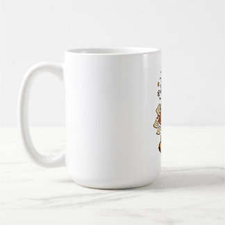 Retro-chaotisches Büro-Mädchen mit Kaffee-Aufklebe Kaffeetasse