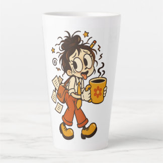 Retro-chaotisches Büro-Mädchen mit Kaffee-Aufklebe Milchtasse