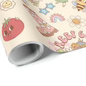 Retro-Charakter-Muster-Wrap-Papier Geschenkpapier (Rolleneckpunkt)