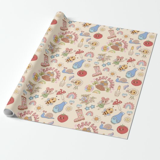 Retro-Charakter-Muster-Wrap-Papier Geschenkpapier (Ungerollt)