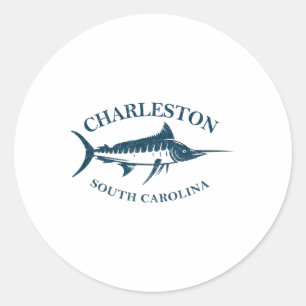 Retro Charleston South Carolina Vintager Angelplat Runder Aufkleber