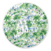 Retro Charleston Summer Pattern | Monogramm Keramikknauf (Vorderseite)