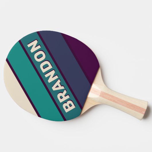 Retro Charlotte Rainbow Bold mit Name Tischtennis Schläger (Seitenansicht)