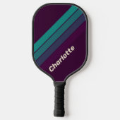 Retro Charlotte Rainbow mit Name Pickleball Schläger (Rückseite)