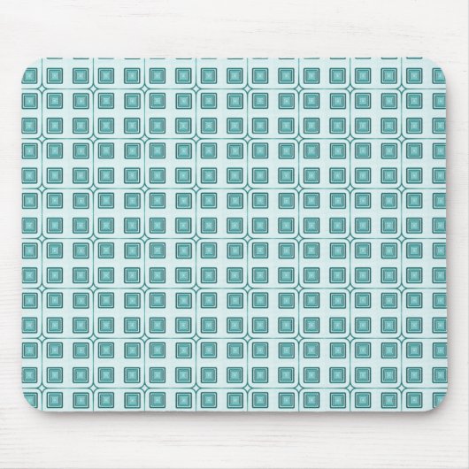 Retro Charm Squares Mousepad, Aquamarin Mousepad (Vorne)