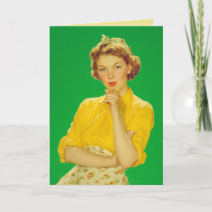 Retro Charme Selbstbewusste Frau Karte