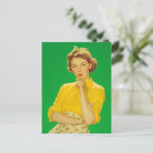 Retro Charme Selbstbewusste Frau Postkarte (Stehend Vorderseite)