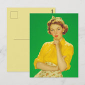 Retro Charme Selbstbewusste Frau Postkarte (Vorne/Hinten)