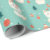 Retro Chat Weihnachtsfeiertag Geschenkpapier (Rolleneckpunkt)