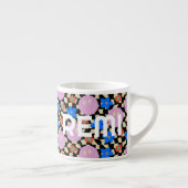 Retro Checked Blume Name Kleinkind Tasse (Rechts)