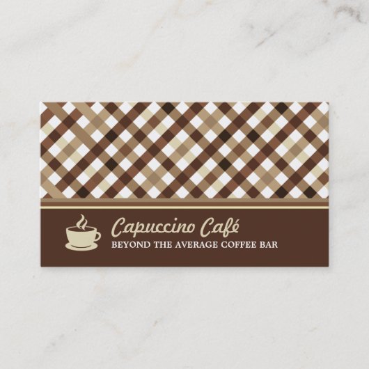 Retro Checked Coffee Bar Visitenkarte (Vorderseite)