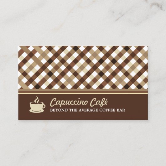 Retro Checked Coffee Bar Visitenkarte (Vorderseite)