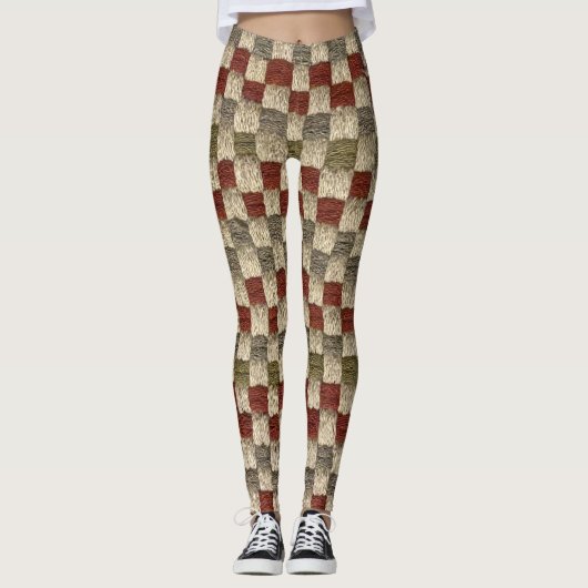 Retro Checked Potholder Design Leggings (Vorderseite)