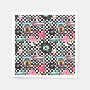 Retro Checker 50er Fünfziger Jahre Thema Geburtsta Serviette