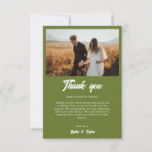 Retro Checker Olive green Minimalist Wedding Dankeskarte (Vorderseite)