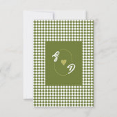 Retro Checker Olive green Minimalist Wedding Dankeskarte (Rückseite)