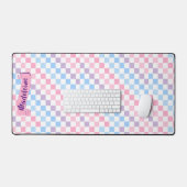 Retro Checkerboard 1990s 2000s Y2K Pastellname Schreibtischunterlage (Tastatur & Maus)