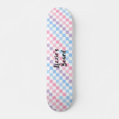 Retro Checkerboard 1990s 2000s Y2K Pastellname Skateboard (Vorne)