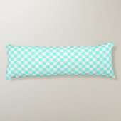 Retro-Checkerboard, Aqua & White Body Kissen (Rückseite)
