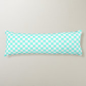 Retro-Checkerboard, Aqua & White Body Kissen (Vorderseite)