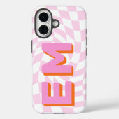Retro Checkerboard Ästhetische Monogramm Case-Mate iPhone Hülle (Rückseite)