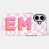 Retro Checkerboard Ästhetische Monogramm Case-Mate iPhone Hülle (Rückseite (Horizontal))
