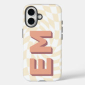 Retro Checkerboard Ästhetische Monogramm Case-Mate iPhone Hülle (Rückseite)