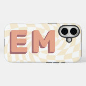 Retro Checkerboard Ästhetische Monogramm Case-Mate iPhone Hülle (Rückseite (Horizontal))