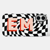 Retro Checkerboard Ästhetische Monogramm Case-Mate iPhone Hülle (Rückseite (Horizontal))