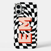Retro Checkerboard Ästhetische Monogramm Case-Mate iPhone Hülle (Rückseite)