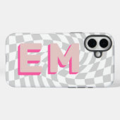 Retro Checkerboard Ästhetische Monogramm Case-Mate iPhone Hülle (Rückseite (Horizontal))