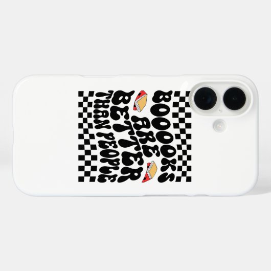 Retro Checkerboard "Books Are Better" Graphic Case-Mate iPhone Hülle (Rückseite (Horizontal))
