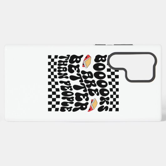 Retro Checkerboard "Books Are Better" Graphic Samsung Galaxy Hülle (Rückseite (Horizontal))
