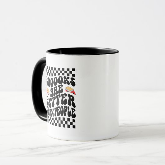 Retro Checkerboard "Books Are Better" Graphic Tasse (Vorderseite Links)