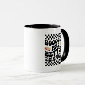 Retro Checkerboard "Books Are Better" Graphic Tasse (VorderseiteRechts)