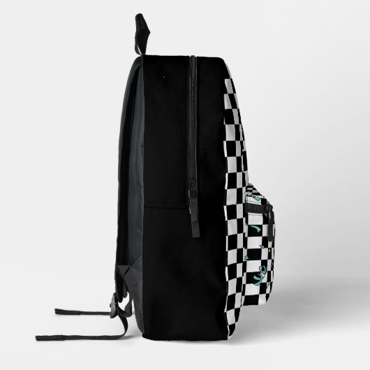 Retro Checkerboard Daisy Bedruckter Rucksack (Links)