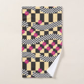 Retro-Checkerboard-Design mit Blume Badhandtuch Set (Handtuch)
