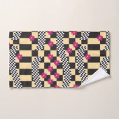 Retro-Checkerboard-Design mit Blume Badhandtuch Set (Handtuch)