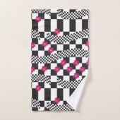 Retro-Checkerboard-Design mit Blume Badhandtuch Set (Handtuch)
