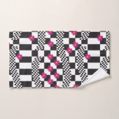 Retro-Checkerboard-Design mit Blume Badhandtuch Set (Handtuch)