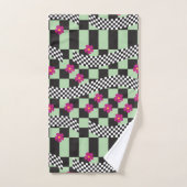Retro-Checkerboard-Design mit Blume Badhandtuch Set (Handtuch)