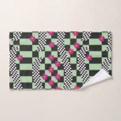 Retro-Checkerboard-Design mit Blume Badhandtuch Set (Handtuch)