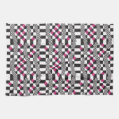Retro-Checkerboard-Design mit Blume Geschirrtuch (Horizontal)